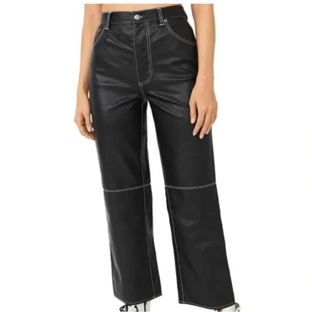 Free People The It Factor Vegan Faux Leather Wide Leg Pant Size 6